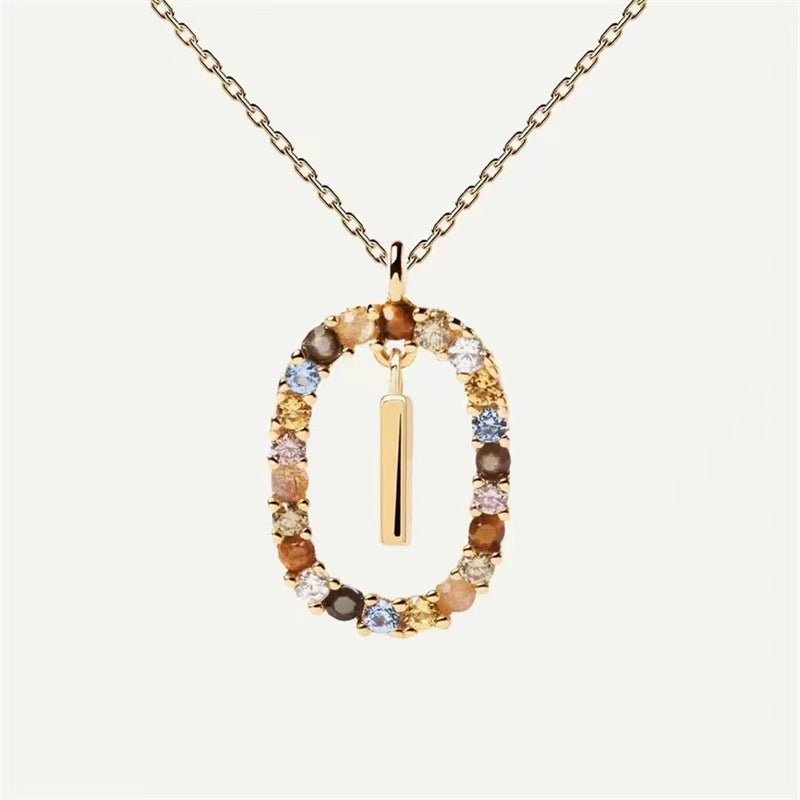 Colored Rhinestone Initials Necklace