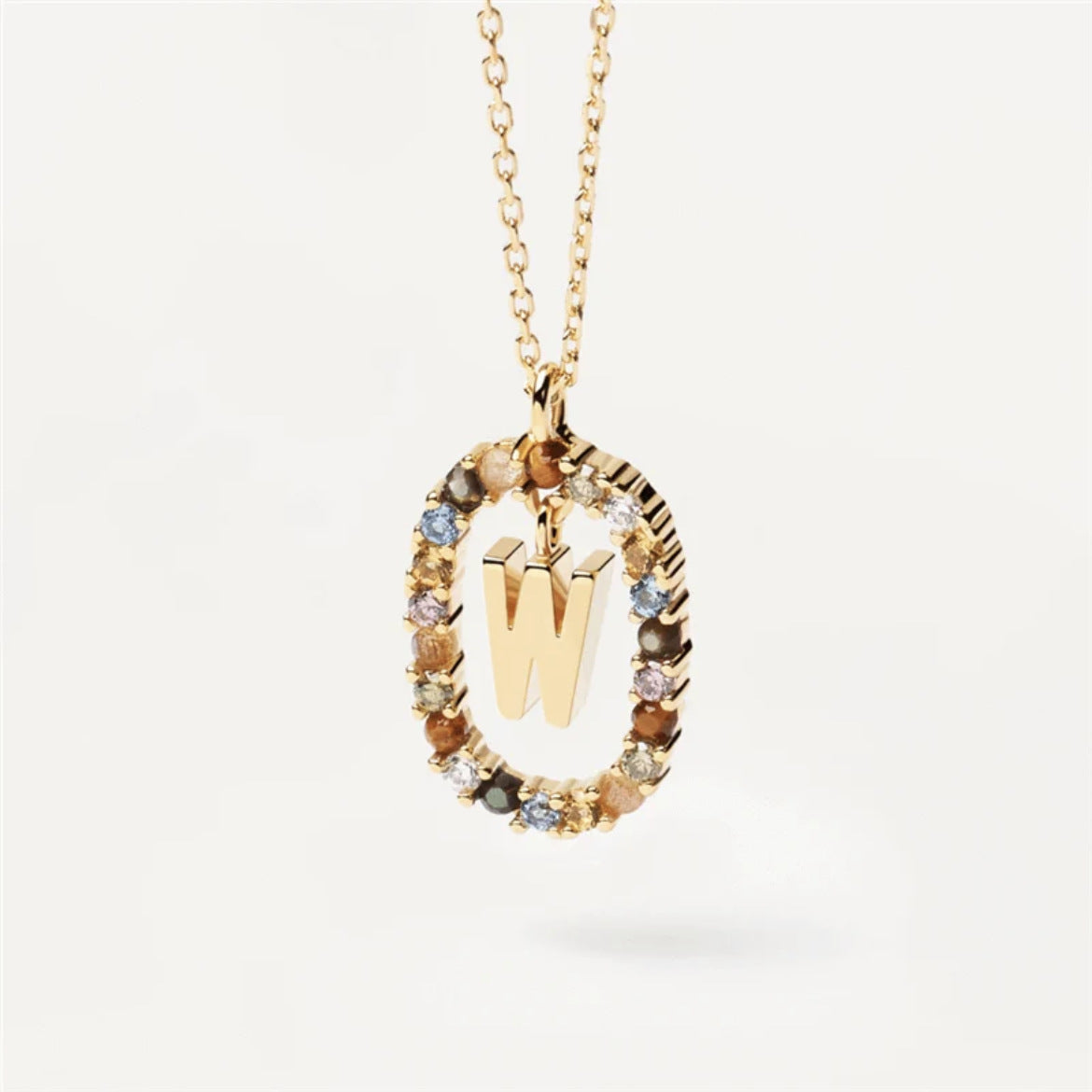 Colored Rhinestone Initials Necklace