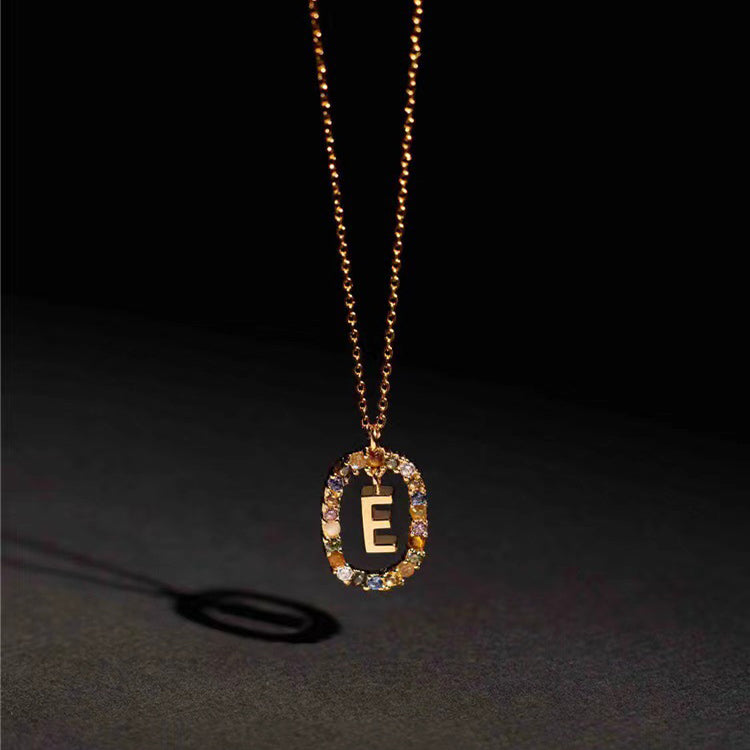 Colored Rhinestone Initials Necklace