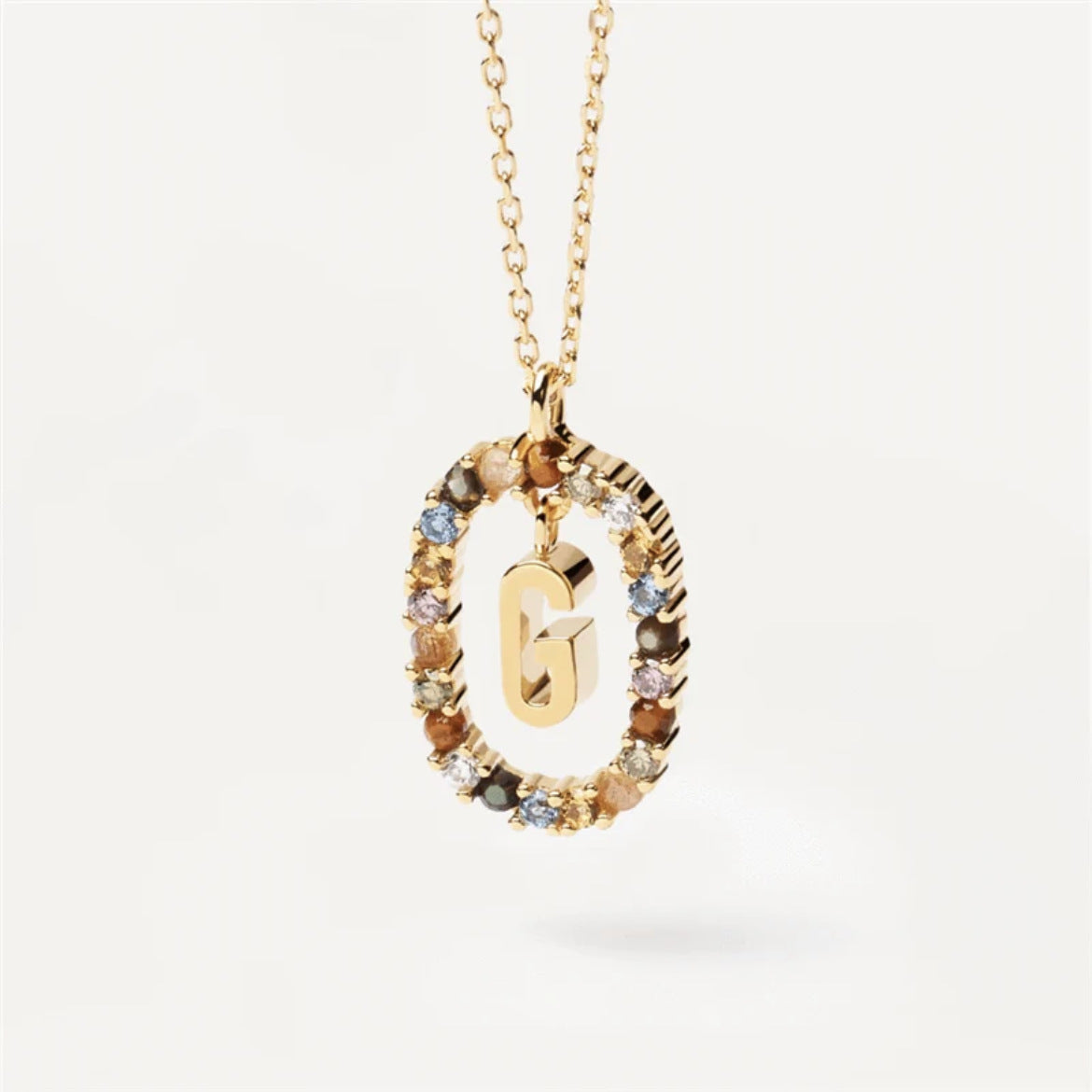 Colored Rhinestone Initials Necklace