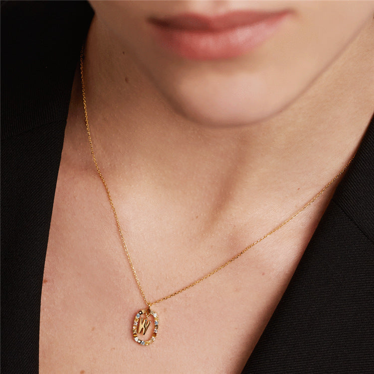 Colored Rhinestone Initials Necklace