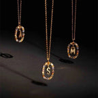 Colored Rhinestone Initials Necklace
