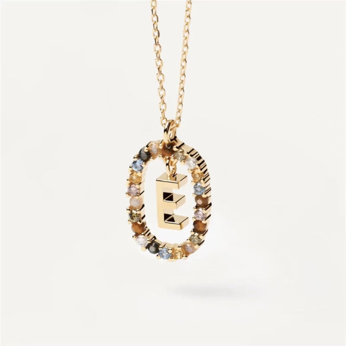 Colored Rhinestone Initials Necklace
