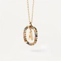 Colored Rhinestone Initials Necklace